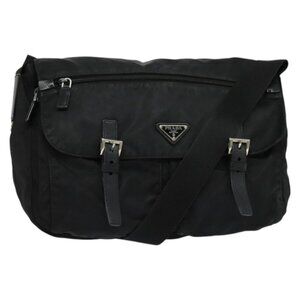 Authentic PRADA Shoulder Bag Nylon Black Silver